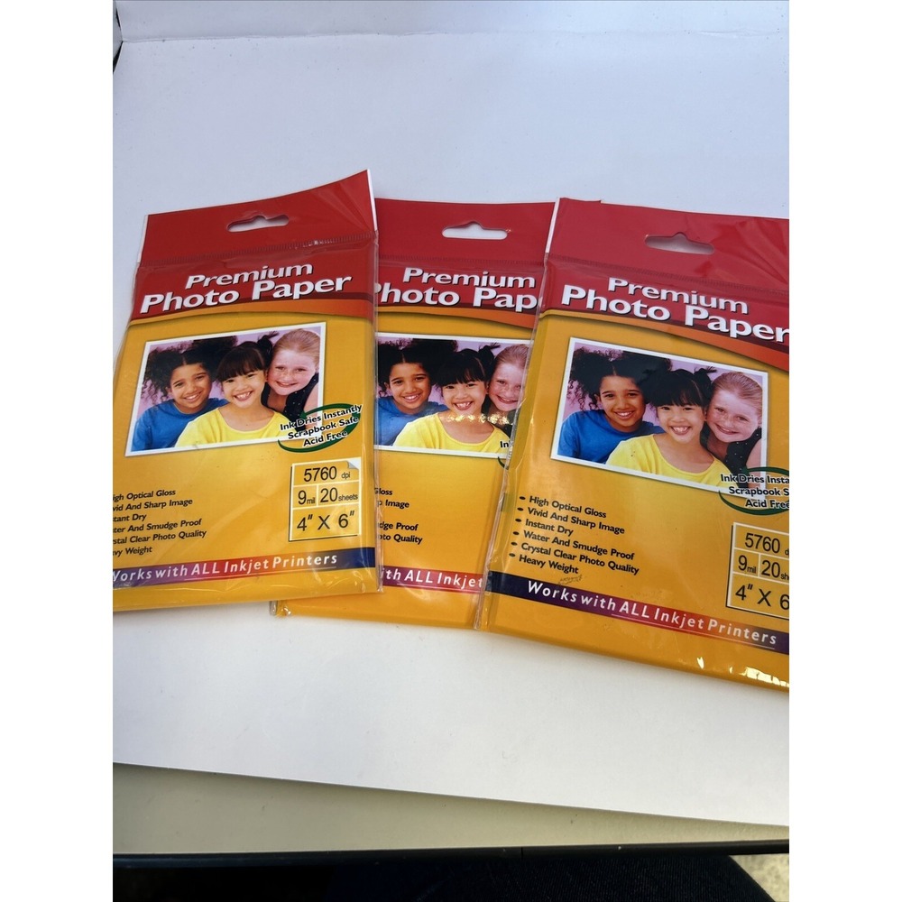 Three Packages New Old Stock Premium 4x6 Photo Paper Works All Inkjets Printers